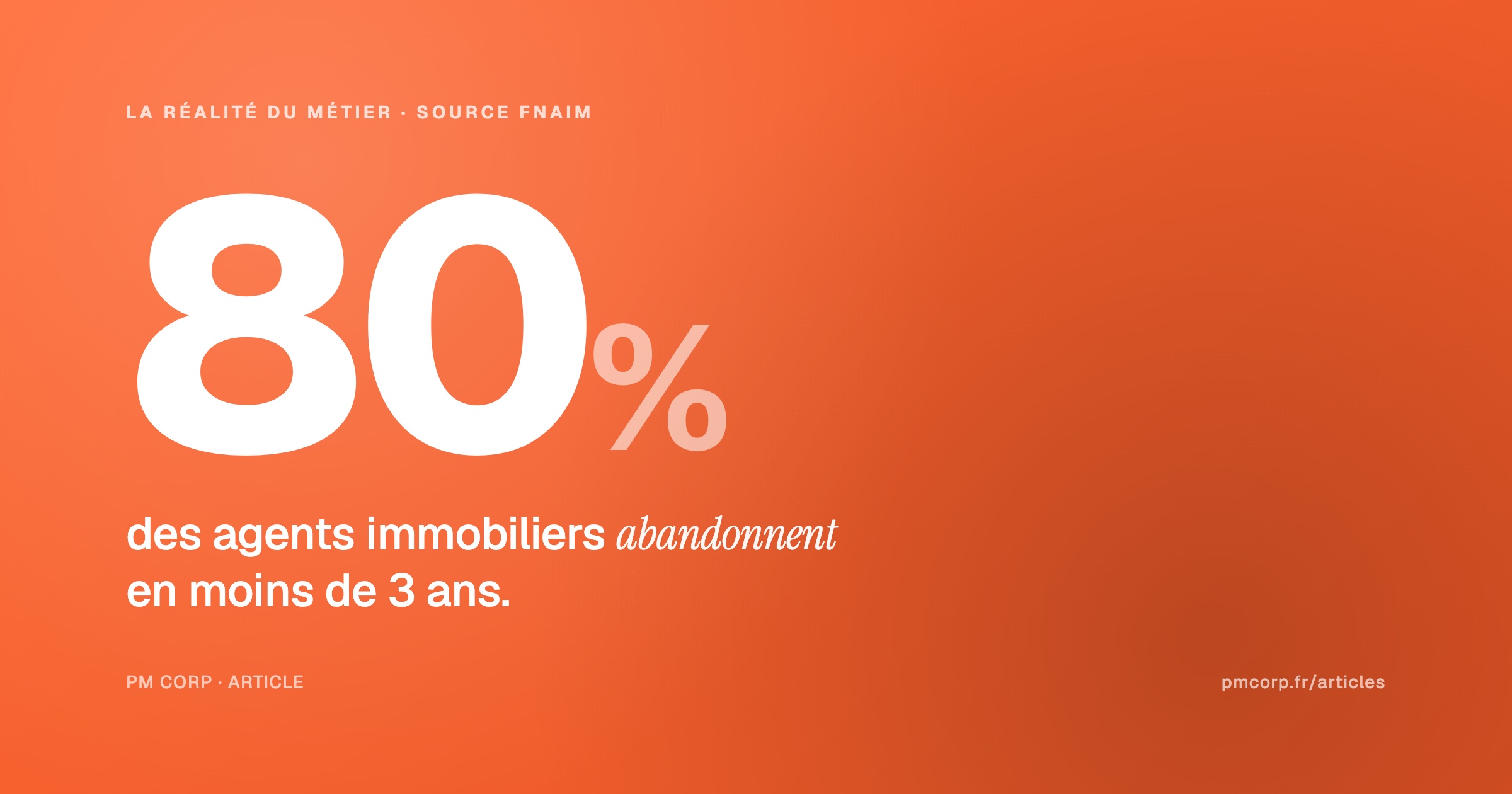 80% des agents immobiliers abandonnent en moins de 3 ans — Source FNAIM